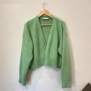 Zara • chunky oversized Wool & Alpaca knit cropped cardigan